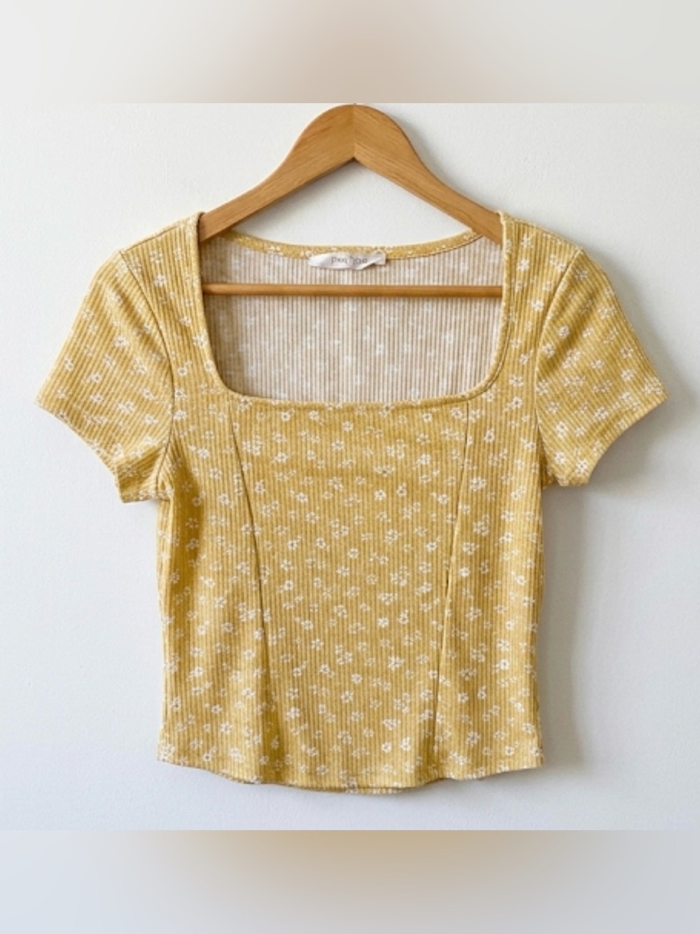 Pink Rose Yellow Floral Crop Top Women’s Small Cottagecore Fairycore